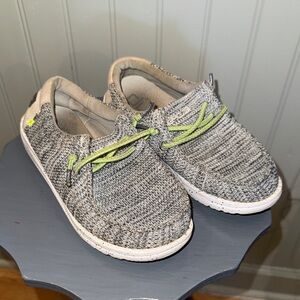Hey Dude Kids Wally in‎ Gray with Lime Accents size 1Y